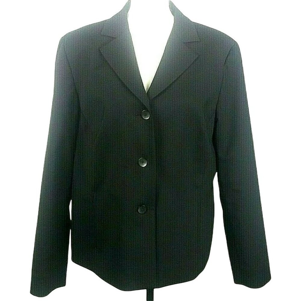 Pendleton Black Wool Blazer Jacket Womens Size14 Dressy Casual Modern Warm